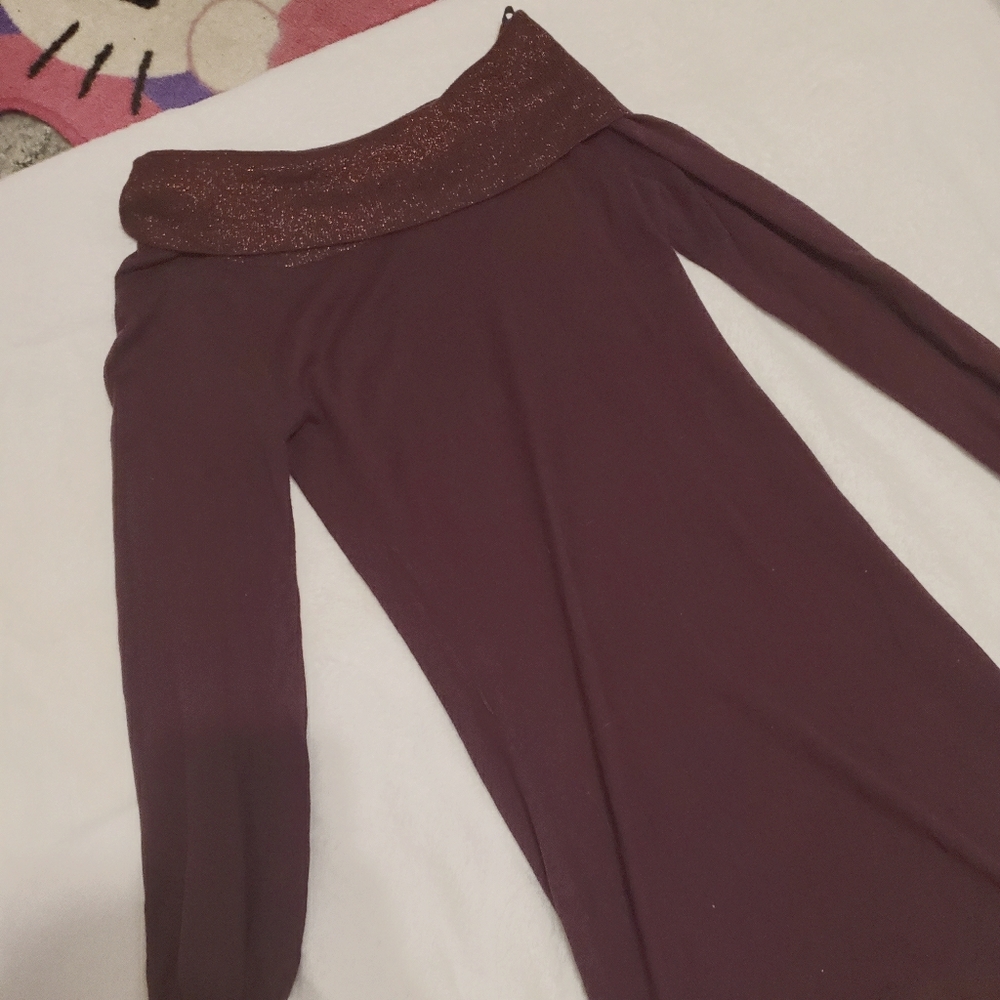 Purple Long Sleeve Cowl Dress